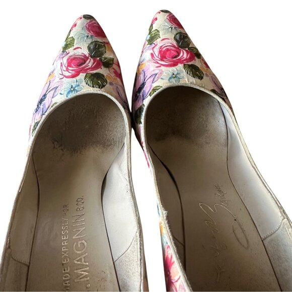 Vintage 1950s David Evins Floral Print Pumps 50s 60s Heels Size 8 AAA Narrow - Picture 11 of 16